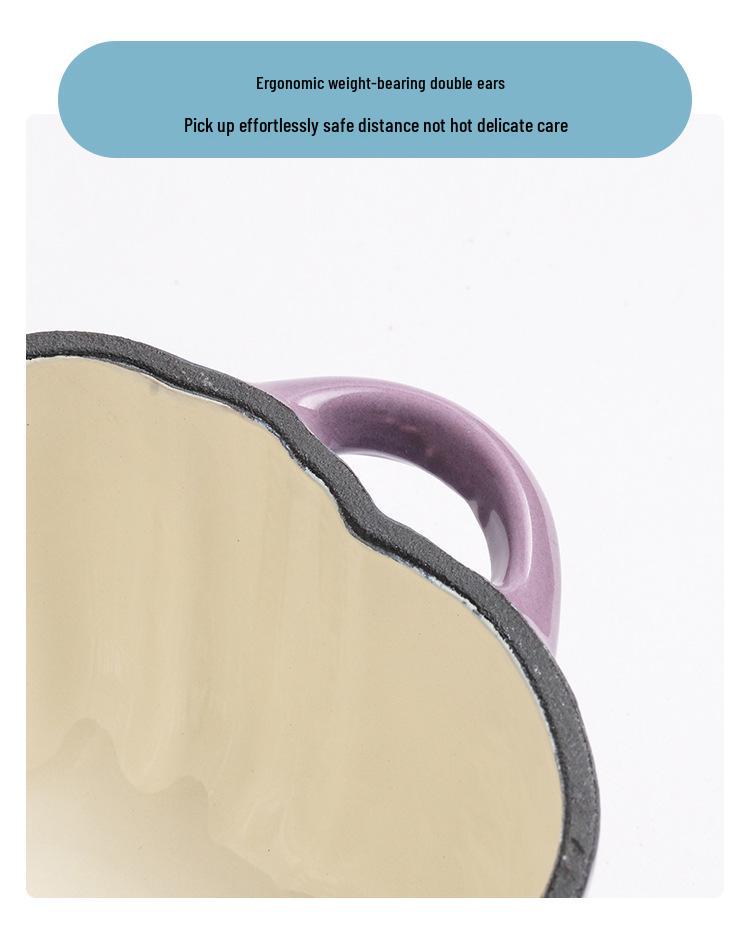 Little Happiness Multi-Function Pumpkin Cast Iron Enamel Pot for Stew, Soup, and Induction Cooking
