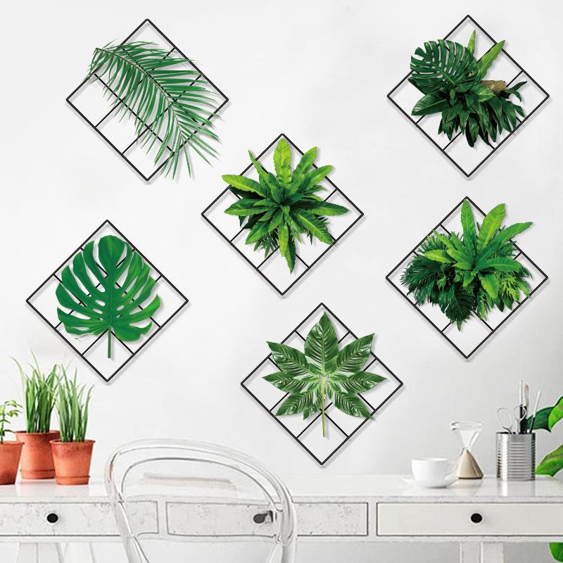 Wall Sticker Greenery Grid Plant Flowers Botanical Style Vinyl Art for Living Room Bedroom Home Decor Wall Mural Painting