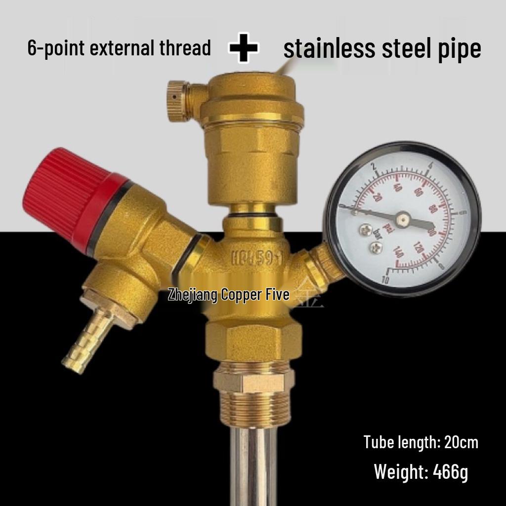 Integrated System: Air Source Heat Pump Buffer Tank with Underfloor Heating, Pressure Relief Valve, Air Vent, and Pressure Gauge