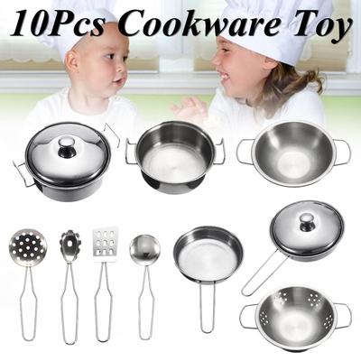 tuscom 1 set children girl toy role play mini simulation kitchenware tableware cookware