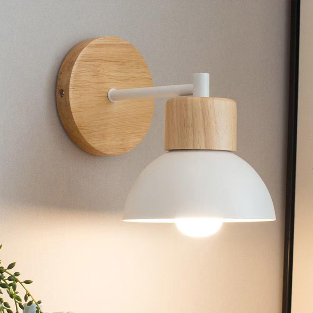 Nordic LED Wall Lamp: Modern, Simple Design for Bedroom, Living Room, or Hallway; Solid Wood Finish, Ideal for Children's Bedside.
