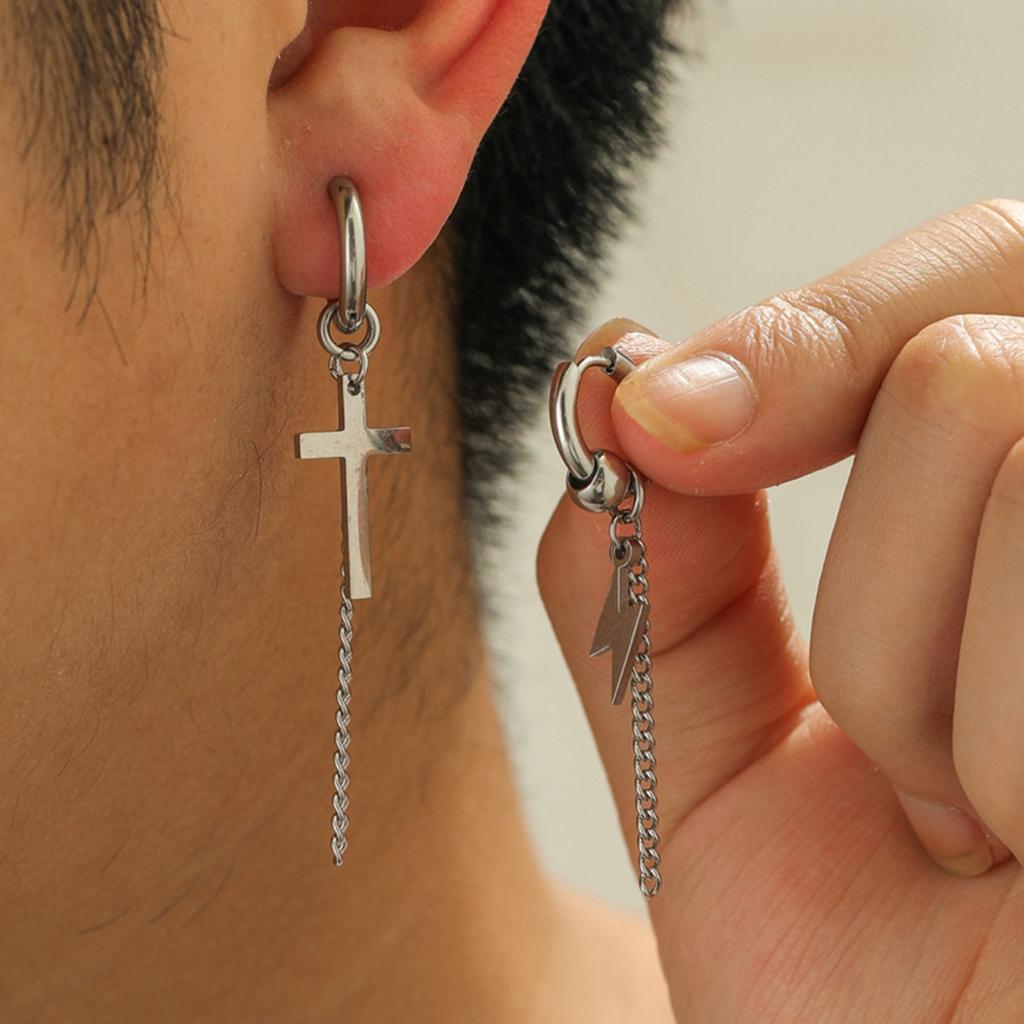 2 ks Módní pánské osobnostní rošťácké pohledné nepravidelné náušnice zirkonové doplňky vhodné na rande, párty, festivalové dárky