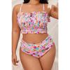 2025 Print 2 Piece Plus Size Bikini Women Verge Strapped Large Swimsuit High Waist Lady Swimwear Beach Chubby Curvy Bathing Suit