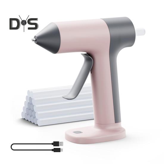 

Беспроводная горелка для горячего клея с 30 стержнями, 30 с предварительным нагревом, автоматическим отключением, мини-горелка для клея с аккумулятором 2000 мАч для школьных поделок, художественных проектов, домашнего хозяйства розовый