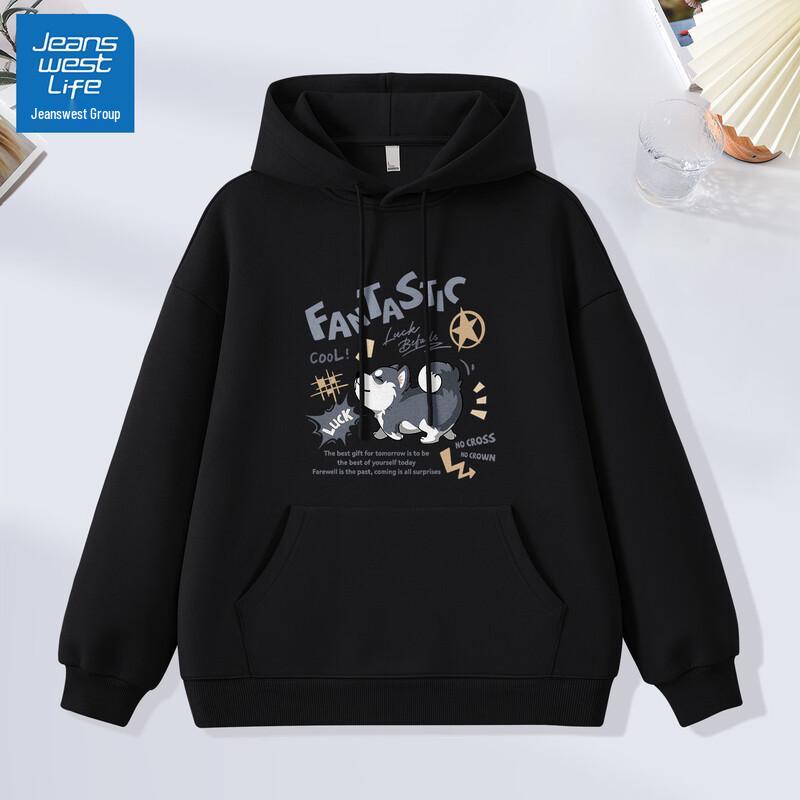 JEANSWEST LIFE Men's Cartoon Graphic Hooded Sweatshirt
