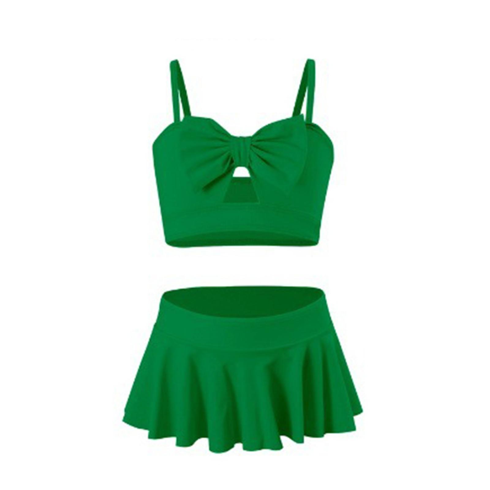 Детский раздельный купальник с высокой талией Раздельный купальник 116 зелёный