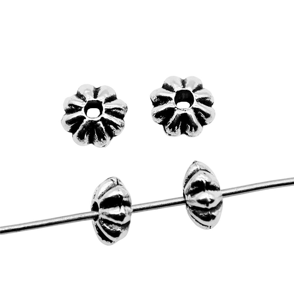 

20шт Распорка Бусины Бусины Античное серебро Цвет Цинковый сплав 6 мм