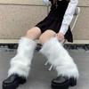 Soft Fluffy Leg Warmers Y2K Girls Winter Faux Fur Thigh High Socks Harajuku Punk Goth Aesthetic Cozy Footwear For Women