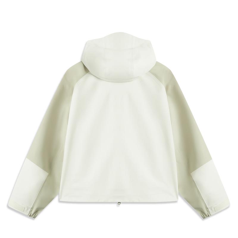 Li Ning CF Su Wan Long Jia Breath Series Waterproof Windproof Outdoor Hiking Hard Shell Jacket Women Jacket White AEMU040-2