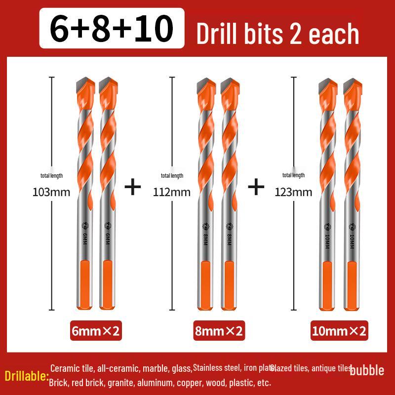 Tiangong Alloy Triangle Drill Bit for Concrete, Tile, Glass, & Cement - 6-12mm