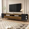 Modern TV Cabinet, Black and Wood Look – Length 180 cm