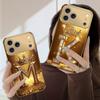 Brilliant Crown Gold For iPhone Air 16 E 15PRO 14 13 Plus 12 Mini 11 17 Pro Max XR 16E 17ProMax 17Pro Golden Glass Phone Case