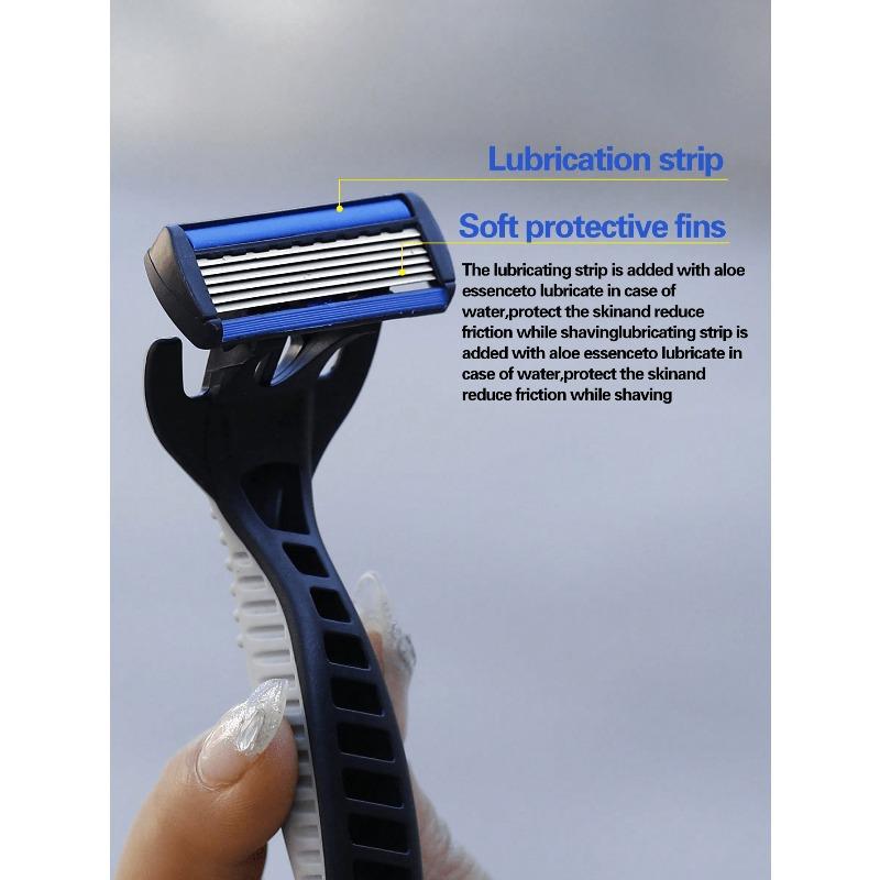 Men Manual Razor 6-Layer Stainless Steel Hair Removal Shaving Blades Replaceable Shaver Head