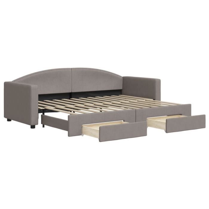VidaXL Lit de jour avec gigogne et tiroirs taupe 80x200 cm tissu 3197222