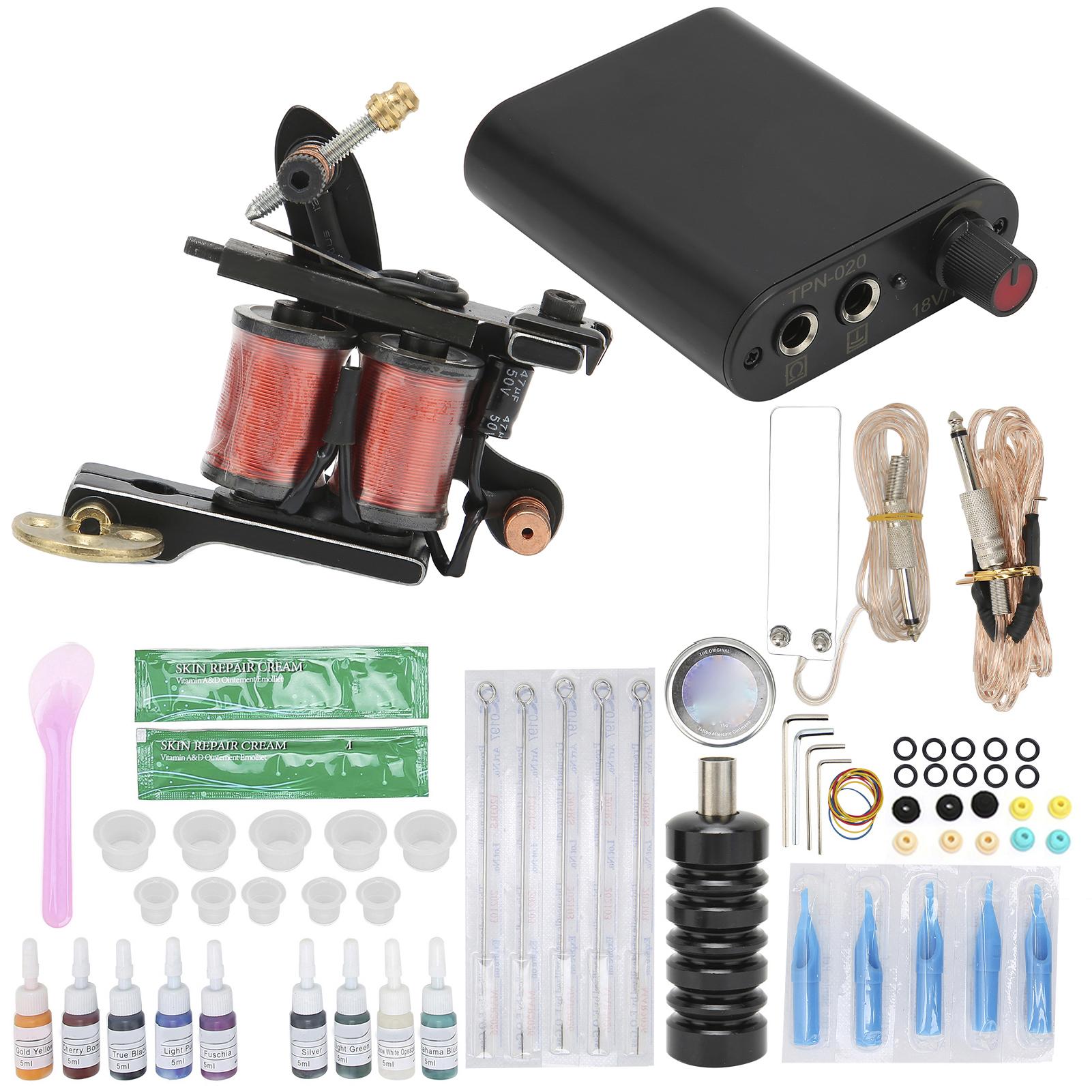 

Полный комплект для татуировки, катушка для татуировки, источник питания, крем для восстановления татуировки, иглы для татуировки US Plug