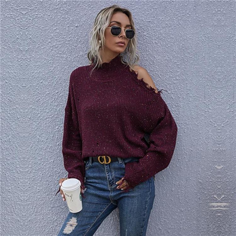 Women Loose Knitted Turtleneck Sweater Pullover Top Solid Color Full Sleeve All Match Spring Fall S-L