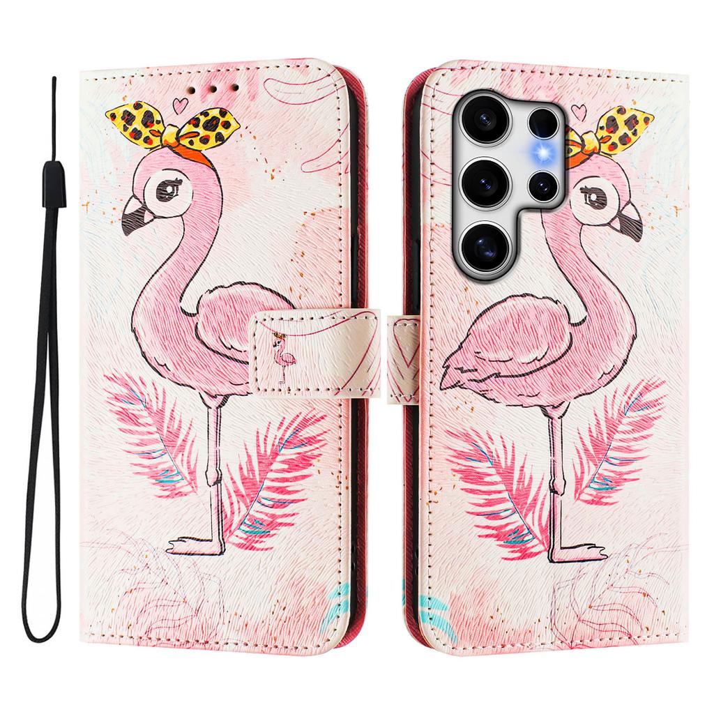 For Samsung Galaxy S25 Ultra Case Pattern Printing Wallet Phone Cover with Strap