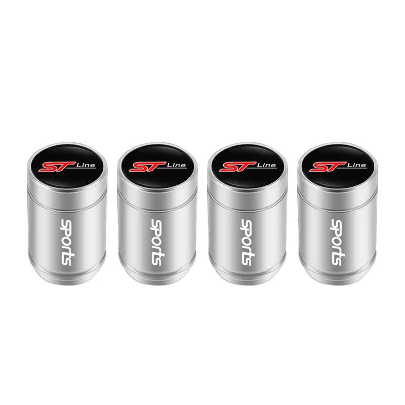 YJBU1 4pcs Metal Car Tire Valve Caps 3D Aluminum Alloy Stem Caps For Ford ST Line Explorer Transit Ranger Kuga F150 Fusion Taurus GHIA