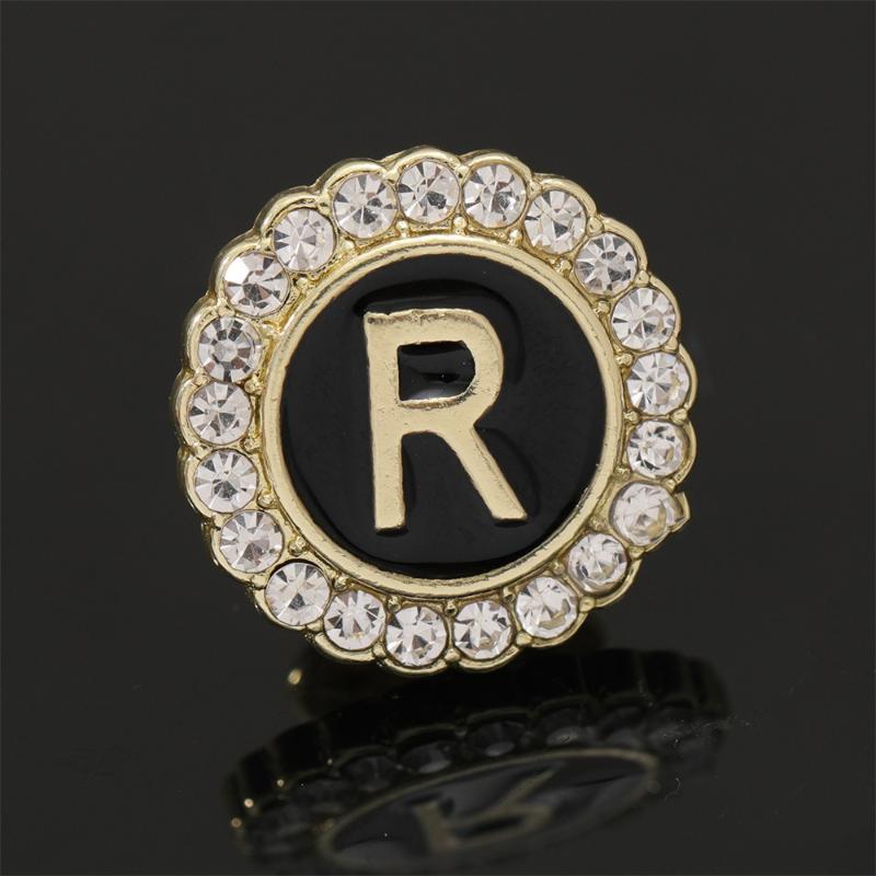 26 Alphabet  Round Pins English Initials A-Z  Golden Brooches For Women Men Girls Collar Badges Jewelry Gift