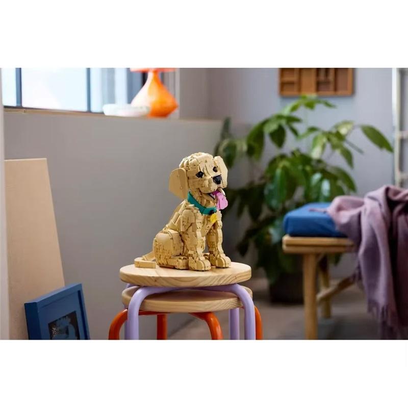 DIY2102pcs icon golden Retriever puppy pet model blocks, lifelike puppy building blocks display, holiday gifts for animal lovers