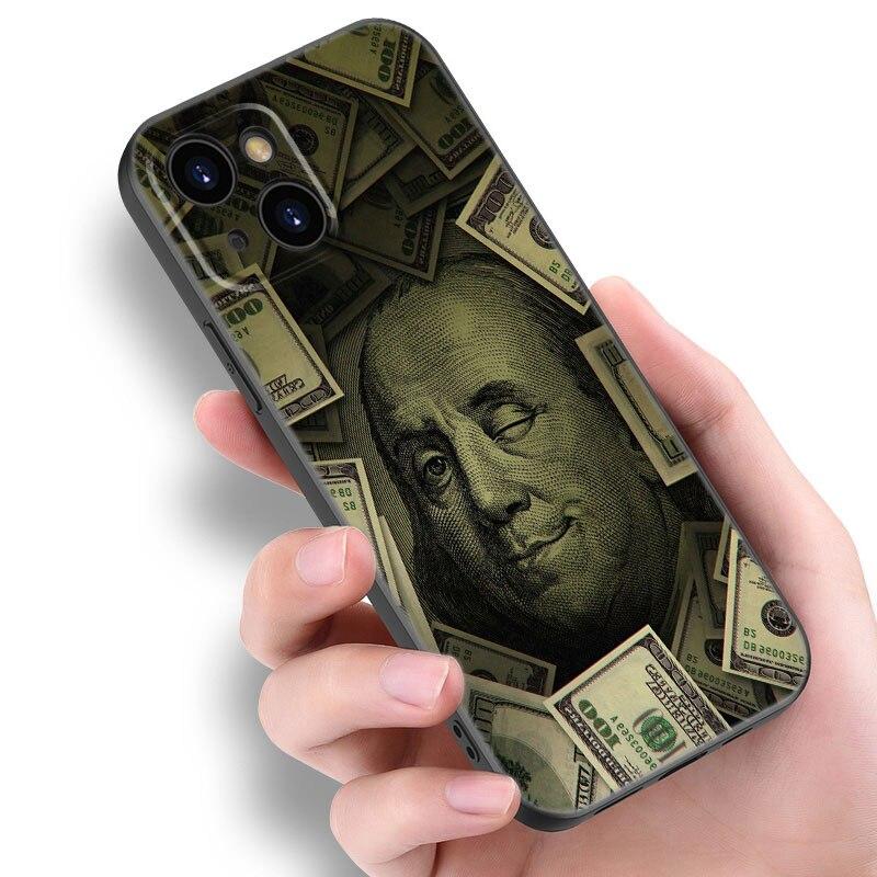 Money Dollars Gold Coin Phone Case For Apple iPhone 13 12 Mini 11 Pro XS Max XR X 8 7 6S 6 Plus SE 2022 2020 5S 5 Black Cover