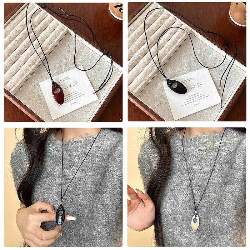 1Pcs Adjustable Long Wax Rope Sweater Chain Korean Multicolor Enamel Hollow Out Water Drop Pendant Necklaces For Women