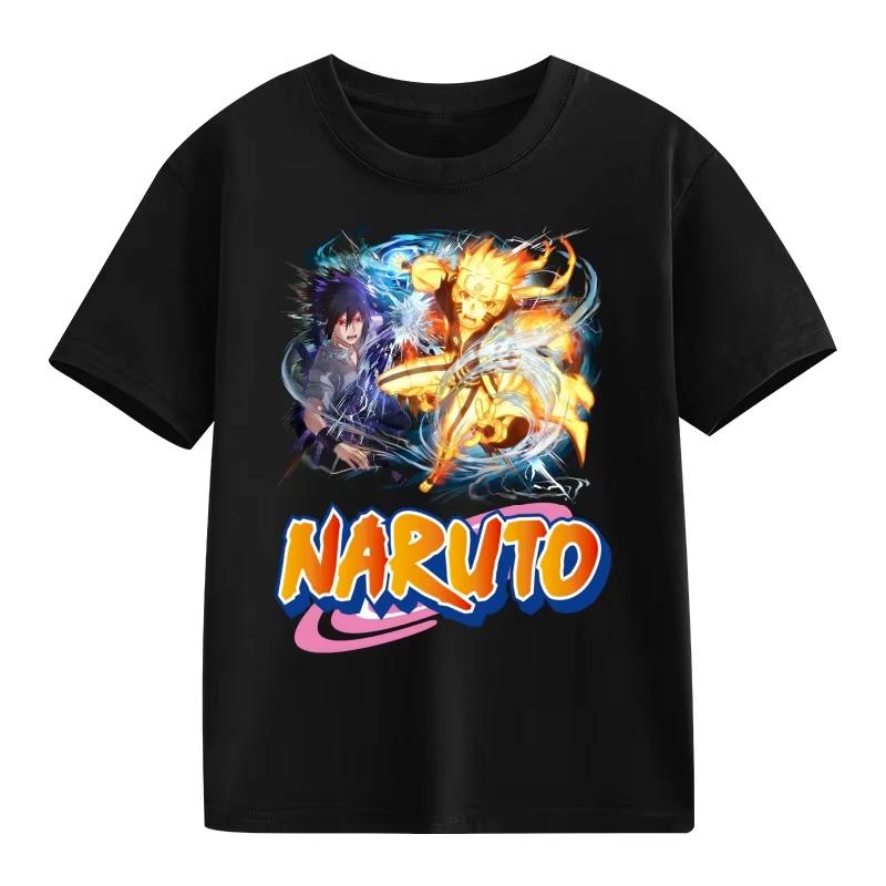 2026 Naruto Kids TShirt Uzumaki Uchiha Sasuke Hatake Kakashi Anime Character Print Cotton Short Sleeve Boys Girls Round Tops