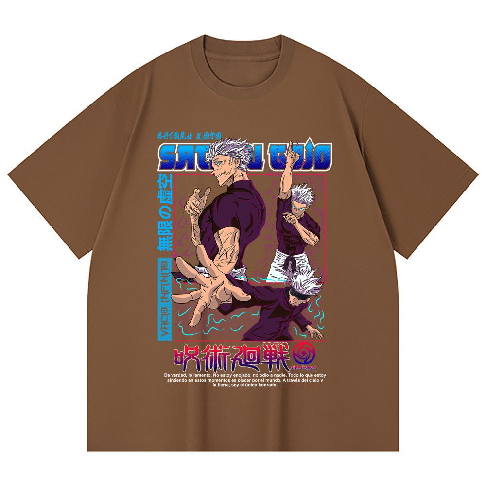 230 Gsm 100% Cotton Jujutsu Kaisen V25 Gojo Print Unisex Heavy Cotton T Shirt
