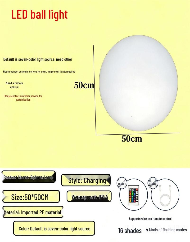 Solar LED Round Ball Light with Remote Control - Outdoor Waterproof Lawn & Street Light for Courtyard, Villa, Yard, Post Top.