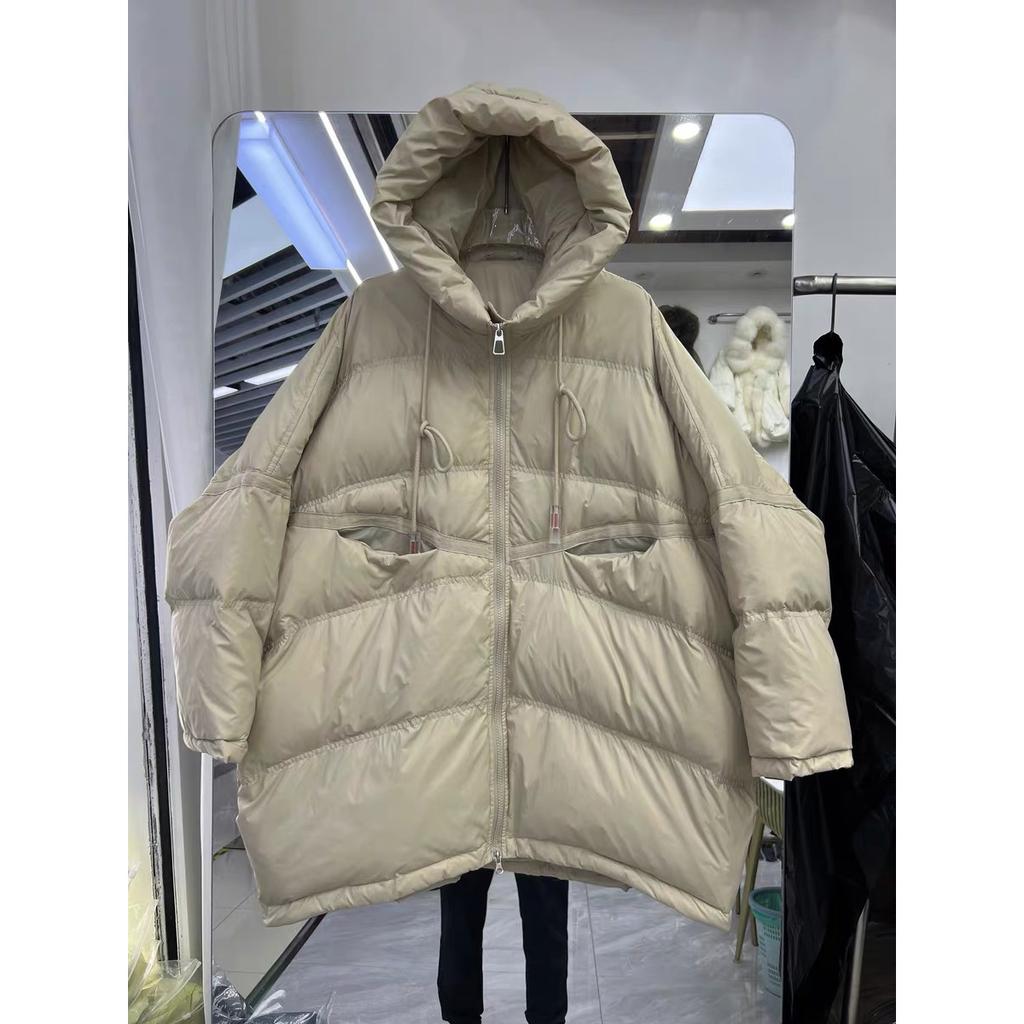 Autumn Winter Women White Duck Down Jacket Hooded Warm Oversize Puffer Coat Casual Loose Thick Parkas Female Outwear