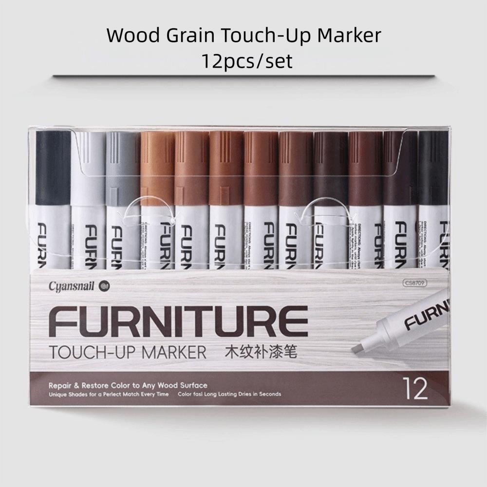 

12pcs/set Waterproof Wood Furniture Repair Pen Smooth Color Touch-Up Wood Grain Touch-Up Pen Exposed White Edge Scratches Chips