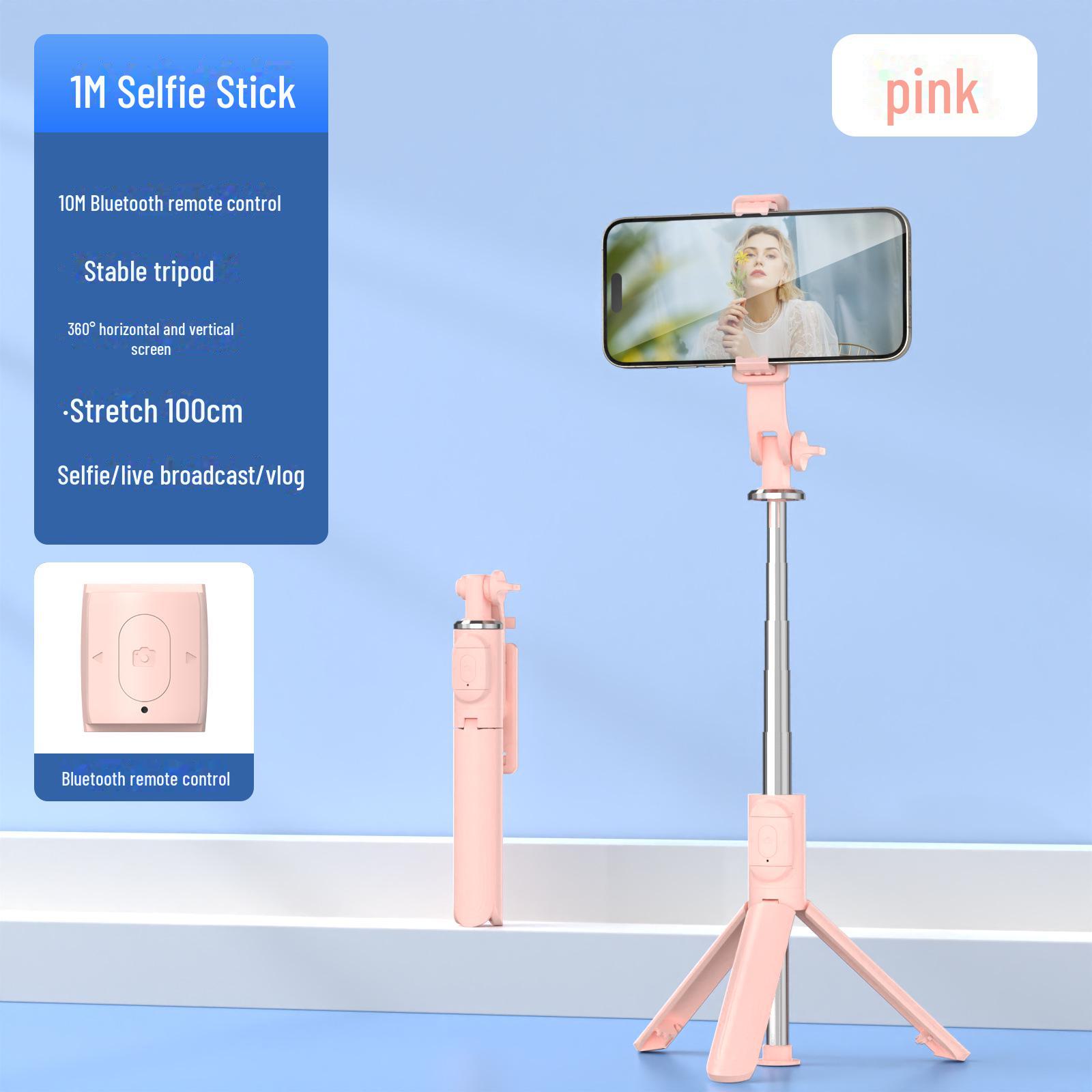 

Bluetooth-штатив для селфі-палки з заповнювальним світлом для телефонів Android/iOS 1 meter standard рожевий