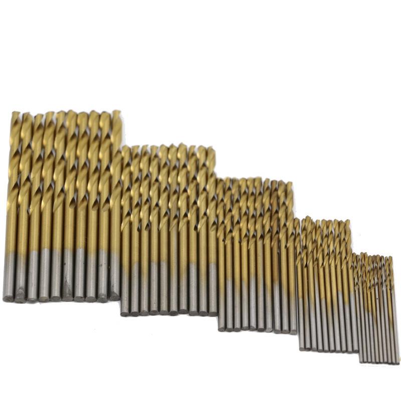 50Pcs HSS Titanium Coated High Speed Steel Twist Drill Bit Set Tool 1.0mm/1.5mm/2.0mm/2.5/3.0mm Hand Tools Power Parts Gold