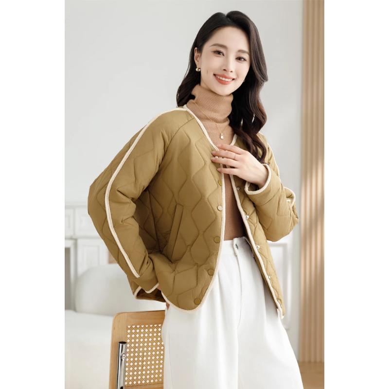 Lightweight Short Down Jacket Lining 2025 New Autumn Winter Cotton-padded Jacket Warm Round Neck Jacket