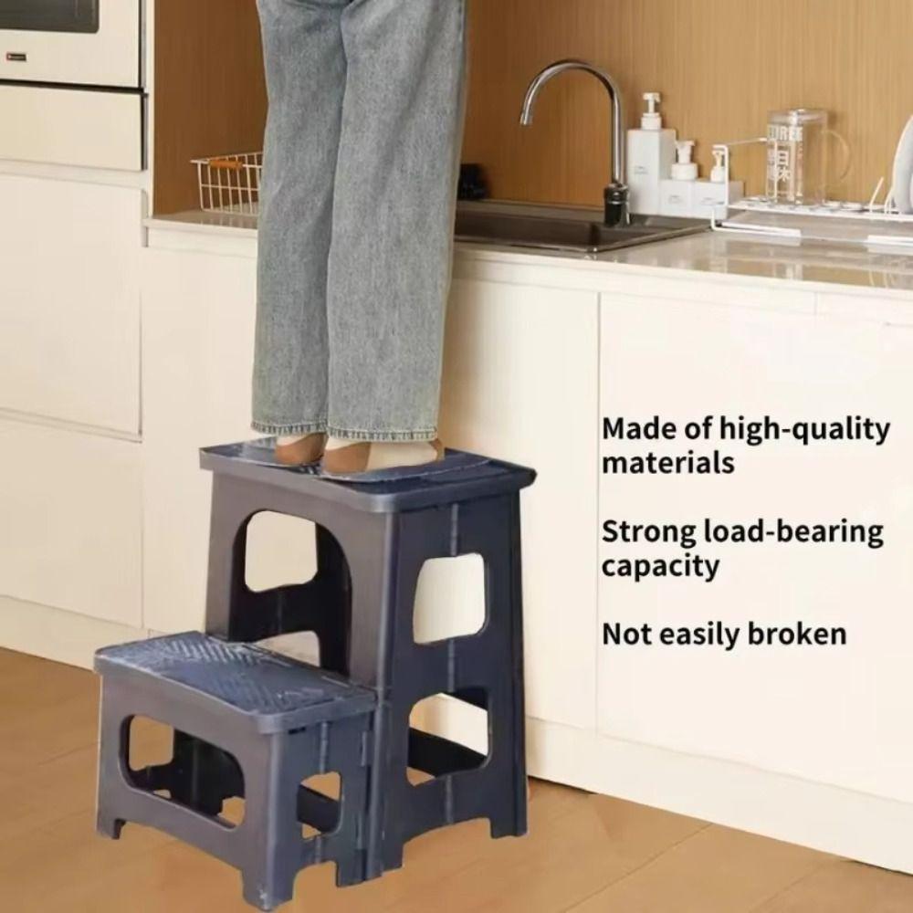 Multi Functional Foldable Stool Stable Support Thickened Plastic Climbing Stool Portable Lightweight Step Stool Kitchen
