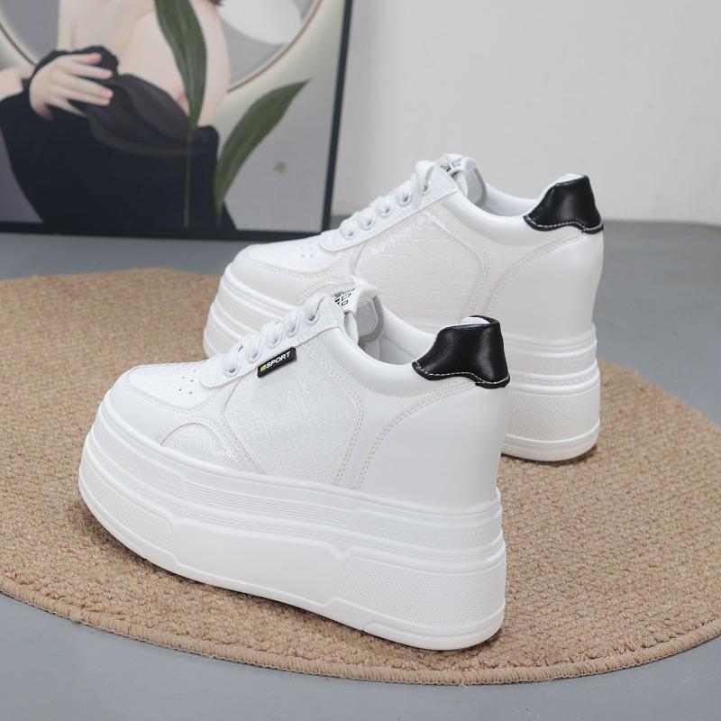 Fashion 11CM Genuine Leather Vulcanize Summer High Brand Comfy Spring Autumn Platform Vulcanize Women Chunky Sneaker Loafer Shoes