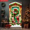 Christmas Elf Door Banner Xmas Party Decorations Photography Backdrop Indoor Outdoor Wall Porch Background Decor Party Supplies