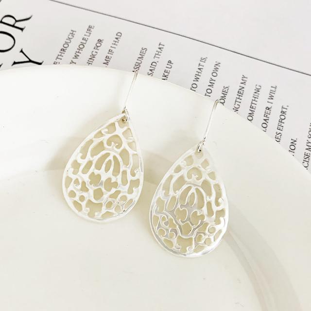 

Серьги в форме ракушки с каплями воды и рукой Фатимы, серебряные иглы 925 пробы, черные перламутровые подвески, полые цветочные серьги-крючки, женские украшения