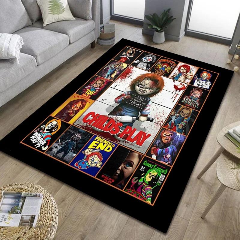 Tappeto Chucky Film Horror 3D Tappetino per Porta Soggiorno Bagno Tappeto per Pavimento Camera da Letto Annabelle Terrore Tappeto Decorativo Regalo di Halloween