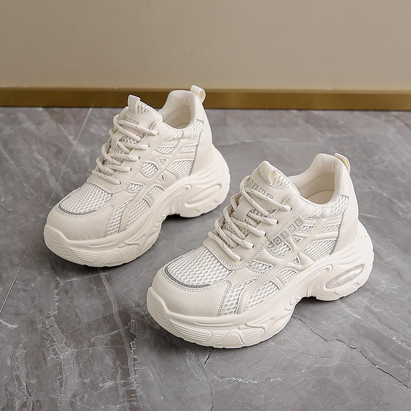 Leather platform dad shoes women s 2025 autumn new small height increase lace-up casual shoes sports shoes trend 35