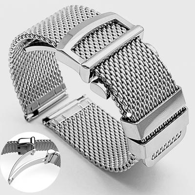 20 22mm Mesh Mailänder Armband für Omega Seamaster 007 Hochwertiges Edelstahl-Uhrenarmband für IWC Pilot Quick Fit Faltschließe