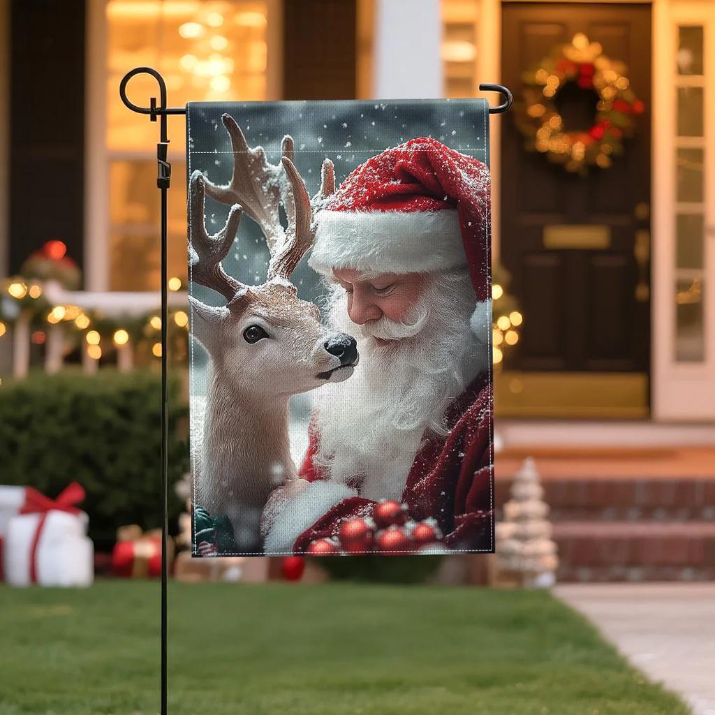 Merry Christmas Hanging Flags Garden Flag Banner Candy Candy Double-sided Printing Imitation Linen Flags Home Garden Decoration