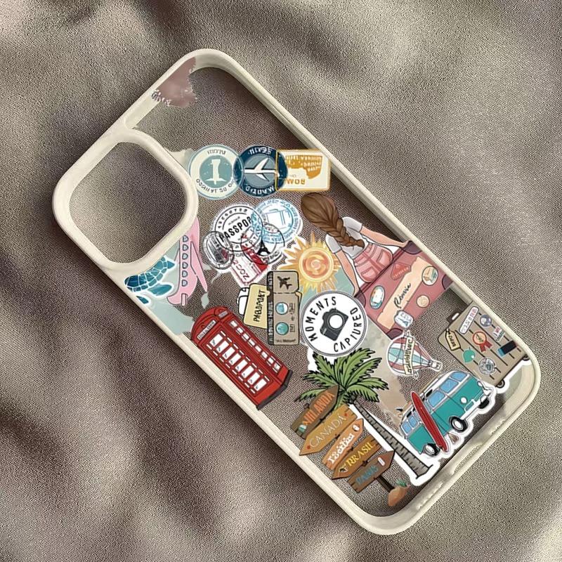 Travel Sticker Passport Cute Phone Case For IPhone 17 16 15 14 13 12 11 Pro Max 17 Air 15 14 Plus Shockproof Silicone Phone Case