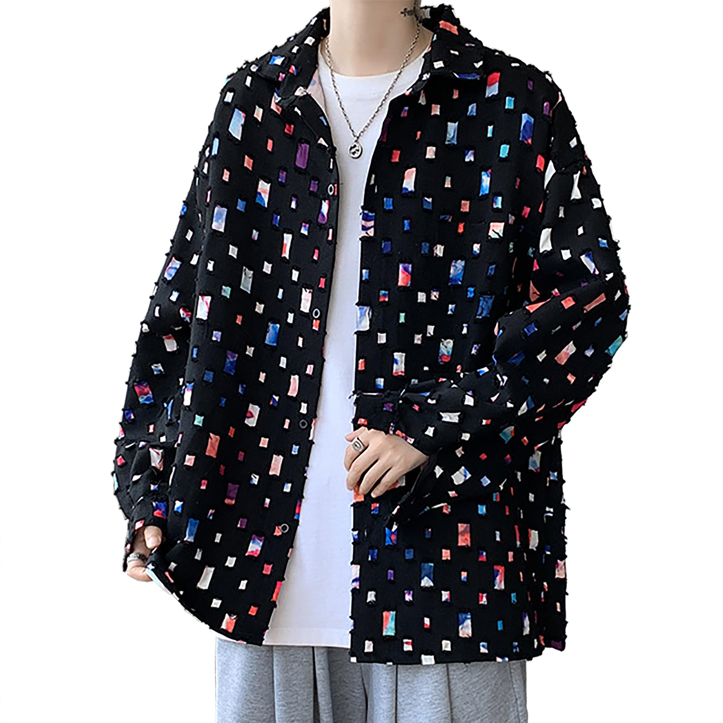 

2 Свободный крой Длинный рукав Плюс Спущенное плечо Оверсайз Винтаж Потертый Холодный T31 [Сделай Будь] [Свободный и Уникальный] Мужская рубашка, Размер, Плечо, Силуэт,