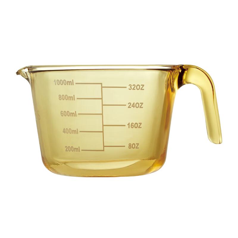 Corning 1L Amber Heat-Resistant Glass Measuring Cup with Lid