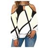 Women's Fashion Casual Temperament Round Neck Off-shoulder Irregular Color Long Sleeve T-shirt Top