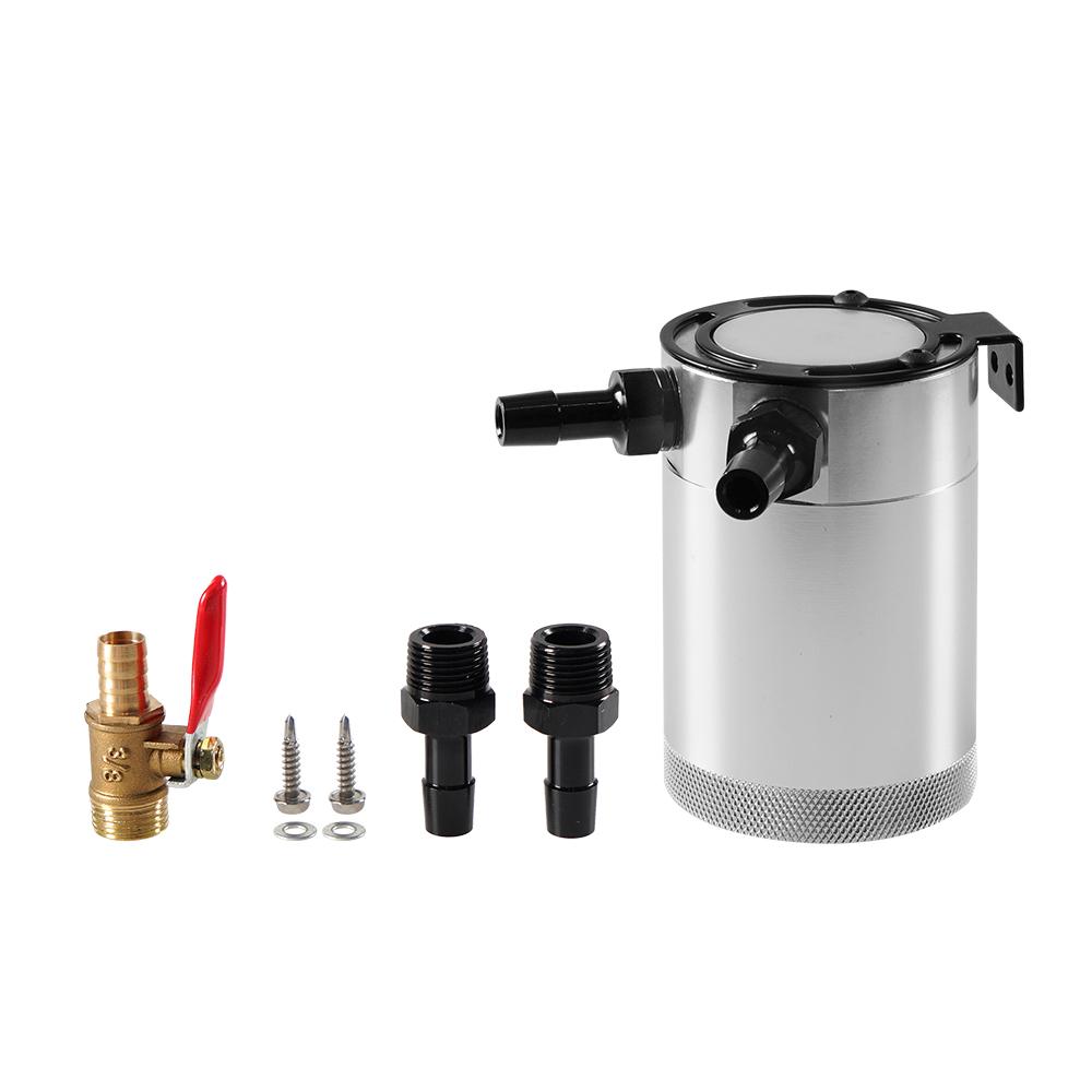 

Универсальный маслоуловитель с перегородками, 2-портовый комплект маслоуловителя с дренажным клапаном, алюминиевый маслоотделитель, резервуар серебряный