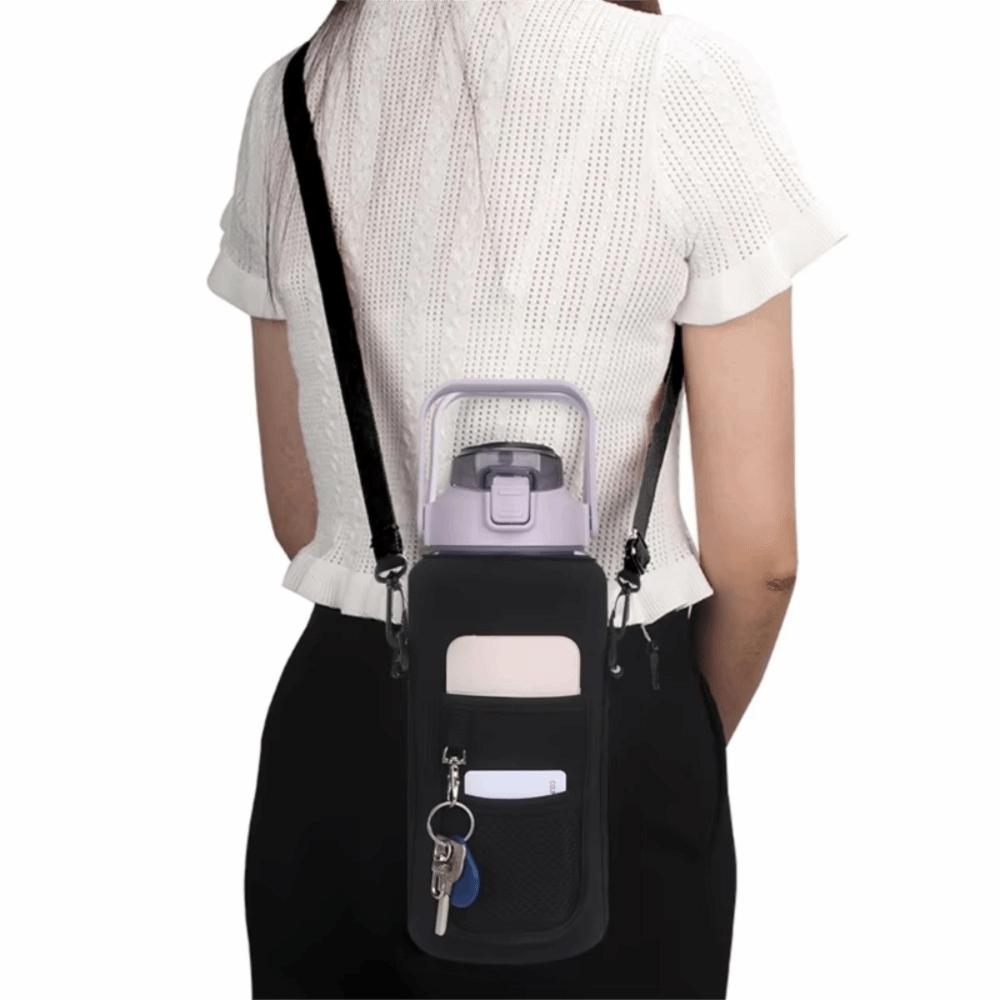Neoprene Sport Water Bottle Cover Adjustable Shoulder Strap Tumbler Holder Bag  Tumbler