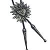 Eagle Head Sunflower Pendant Bolo Tie with Leather Woven Necklace