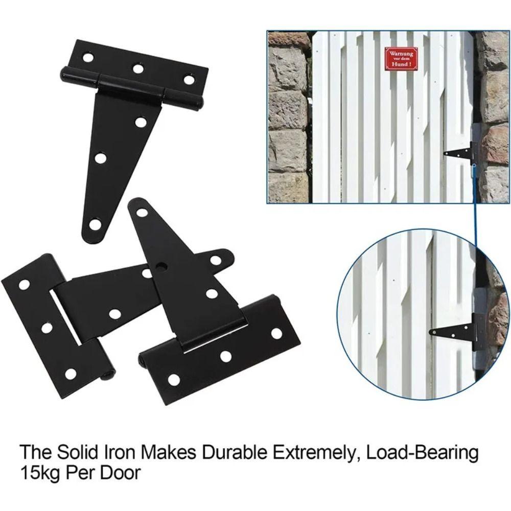 3/4/6inch T Shaped Door Hinges Metal Gate Strap Hinges  for Wooden Fences Yard Barn Door Cabinet